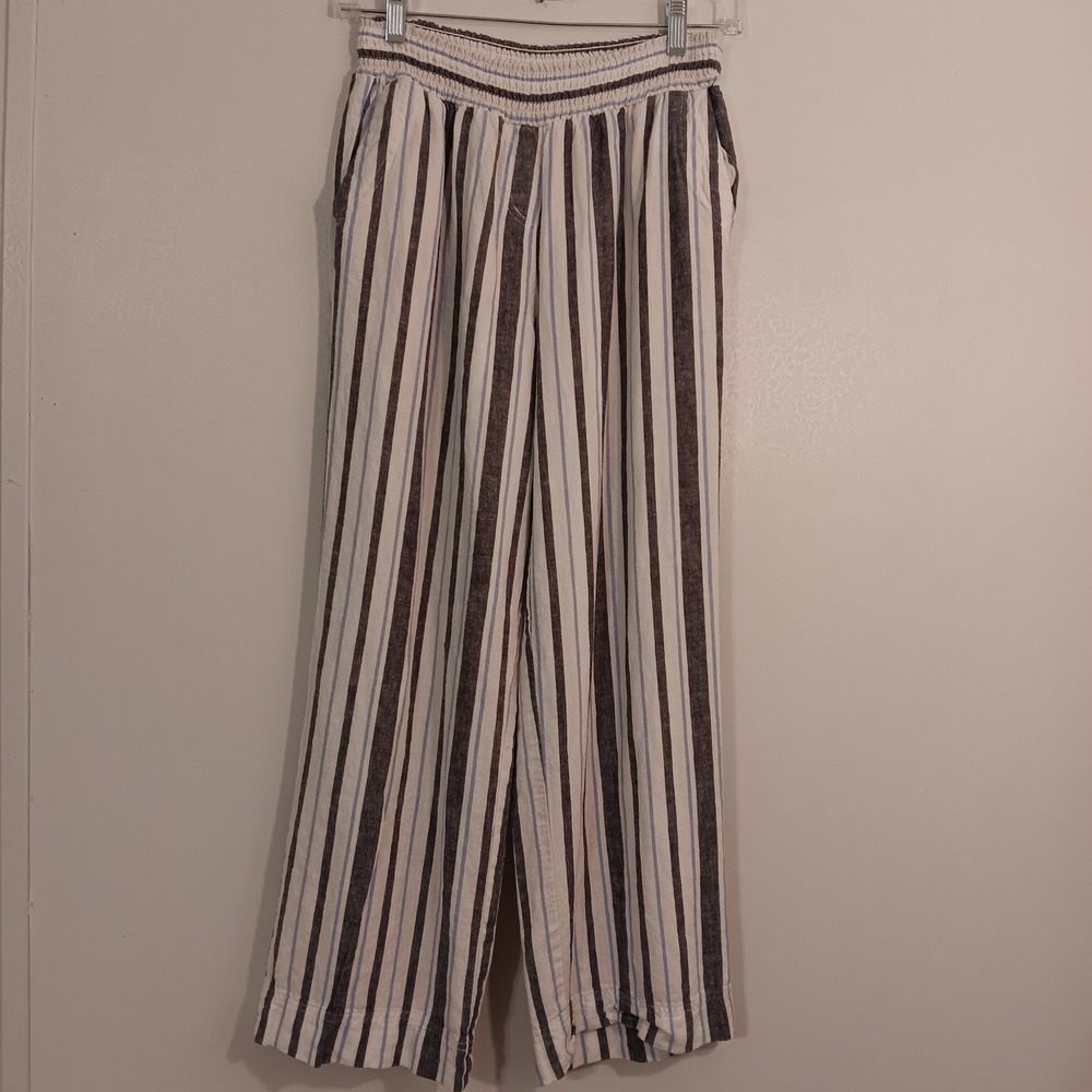 Land n Sea Striped Wide Leg Lounge Pants Smocked Waist‎ Casual Comfy